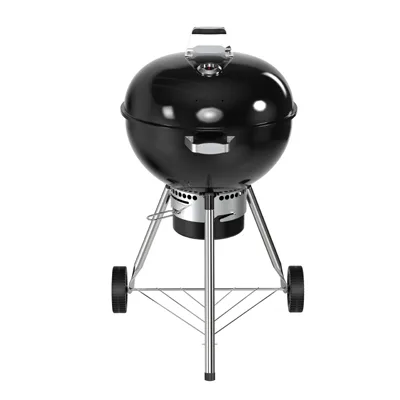 26 inch large capacity kettle grill with side table and storage shelf - professional outdoor cooking