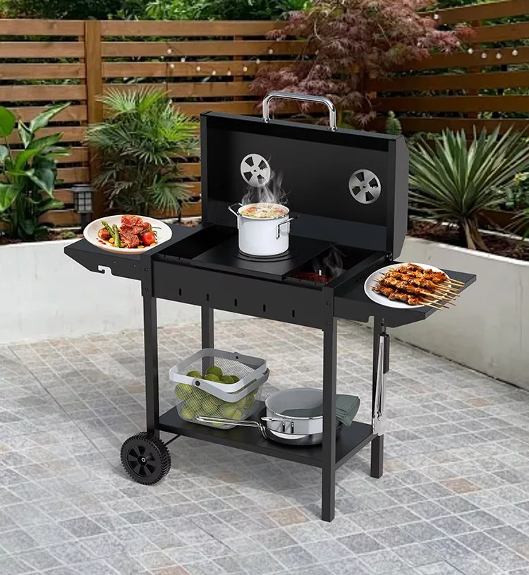 Flat Top Combo Outdoor Charcoal Grill 5