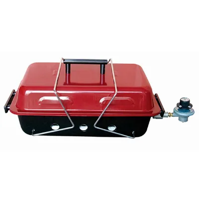 Portable propane grill with foldable legs for camping