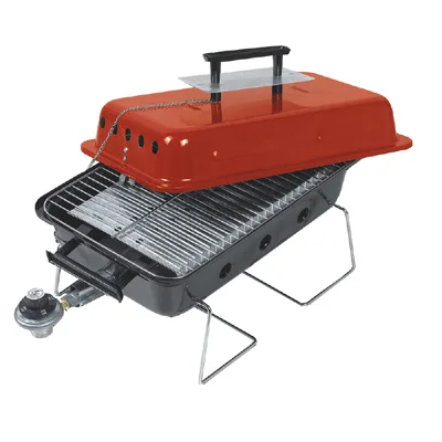 Portable propane grill with foldable legs for camping