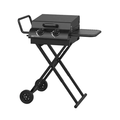 Portable propane grill with foldable legs for camping