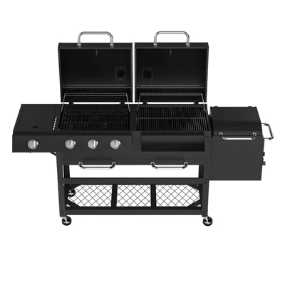 Charcoal and natural gas dual fuel grill combo