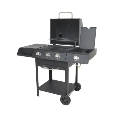 Stainless steel 4 burner gas grill with side burner