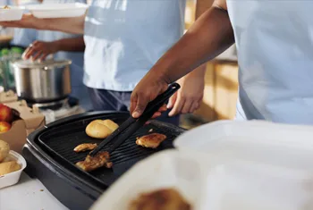 Compact Electric Grill on Apartment Balcony - Smokeless Indoor Outdoor BBQ