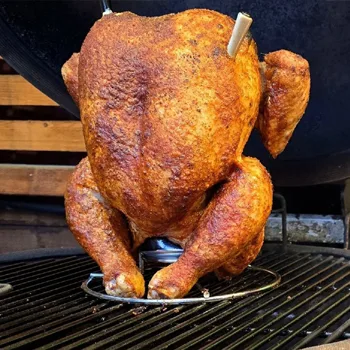 smoked whole chicken on pellet grill smoker for restaurant use