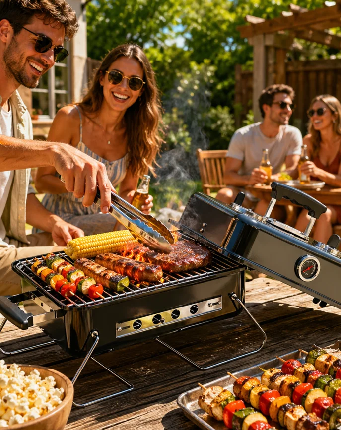 Portable Charcoal Grill Small Folding Legs Barbecue
