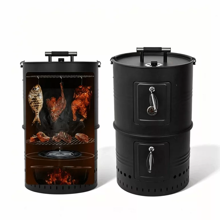 18 Inch 3-Tier Vertical Charcoal Smoker BBQ Grill, 3-in-1 Modular Heavy Duty Outdoor Water Smoker for Backyard Picnic