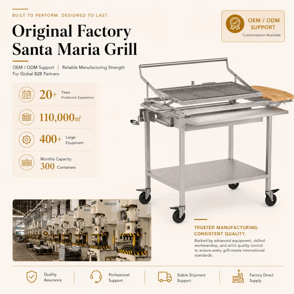 Heavy Duty Santa Maria Style Charcoal BBQ Grill - Large Outdoor Argentine Crank Grill with Height Adjustable Grate & Portable Trolley for Australian Backyard Socials