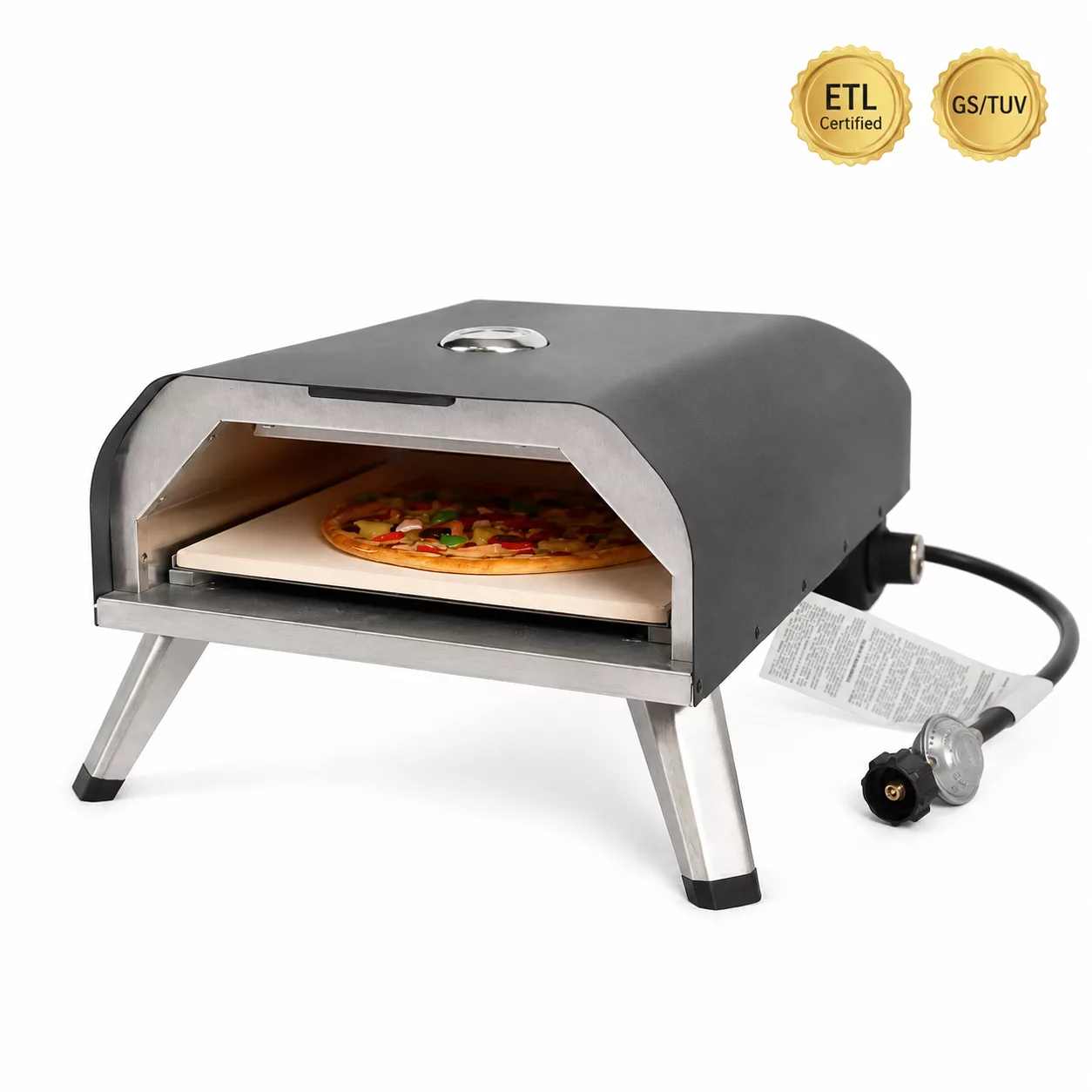 Pro-Grade 12/16" Pizza Oven - Propane Gas - ETL Listed Stainless Steel Pizza Maker for High-Heat Baking