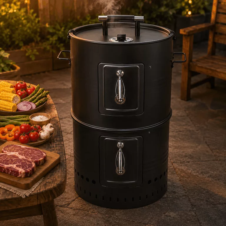 18 Inch 3-Tier Vertical Charcoal Smoker BBQ Grill, 3-in-1 Modular Heavy Duty Outdoor Water Smoker for Backyard Picnic