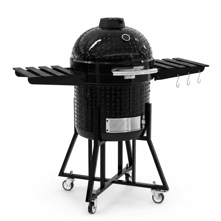 22-Inch Professional Ceramic Kamado Grill & Charcoal Smoker, Large Heavy Duty Egg Style BBQ with Moisture-Locking Technology, Multi-Level Cooking System & Precision Airflow Control, Black