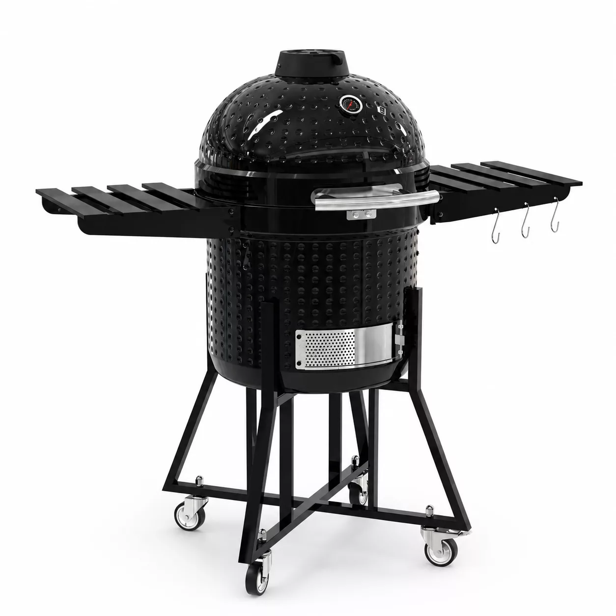 22-Inch Professional Ceramic Kamado Grill & Charcoal Smoker, Large Heavy Duty Egg Style BBQ with Moisture-Locking Technology, Multi-Level Cooking System & Precision Airflow Control, Black