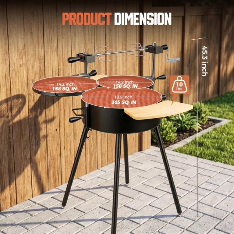 Custom OEM ODM Santa Maria Argentine BBQ Grill Stainless Steel Lifting Grate Heavy Duty Charcoal Wood Fire Grill with Rotisserie