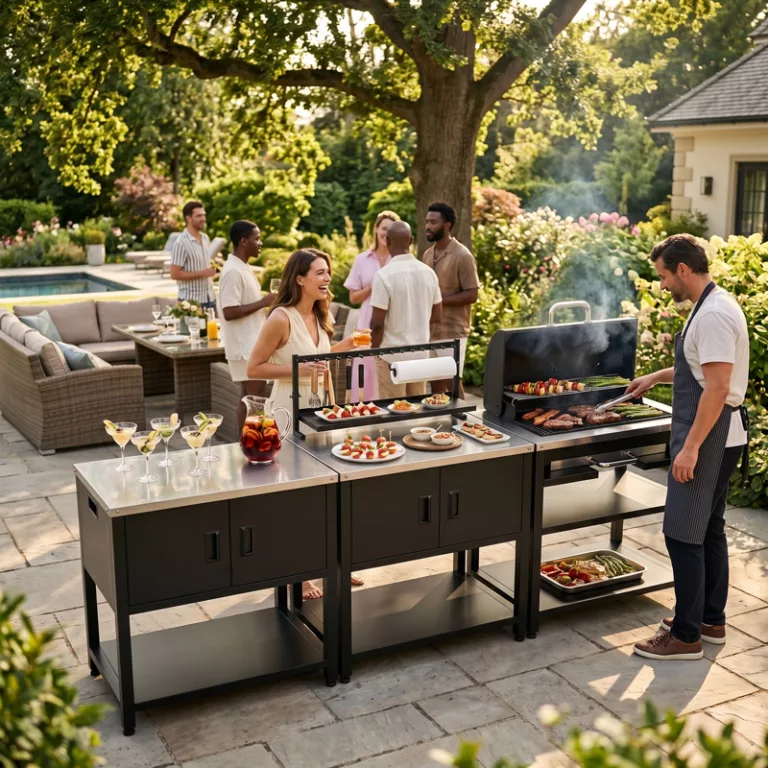Stainless Steel Complete Custom Prefab Modular Bbq Grill Set with Oven Kitchen Cabinet Waterproof Island Prefab Outdoor Kitchen